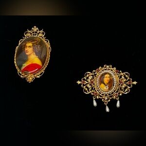 BROOCHES (2) VINTAGE ARTHUR PEPPER VICTORIAN POTRAITS